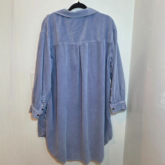 We the Free People Corduroy Jacket Size M Oversized Shacket Blue - Picture 6 of 9